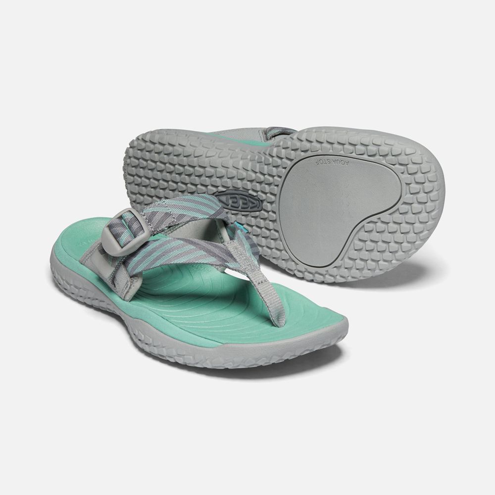 Keen Sandaal Dames Grijs/Groen - Solr Toe Post Sandal - 84261-NIPQ